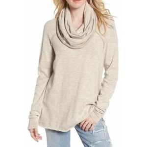 Free People Beach Oatmeal Beige Two Body Corps Deux Cowlneck Top